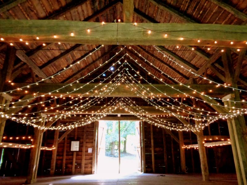 Bistro String Lighting in an 18th century barn